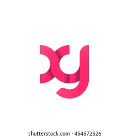 initial letter xy modern linked circle round lowercase logo pink