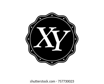 Initial letter XY monogram logo black seal stamp lace