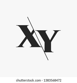 Initial Letter XY Monogram Sliced. Modern logo template isolated on gray background