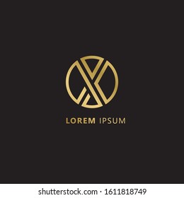 Initial Letter XY OX XO linked uppercase overlap modern gold logo vector design template. Suitable for business, consulting group company.