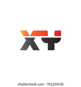 Initial letter XY, straight linked line bold logo, gradient fire red black colors