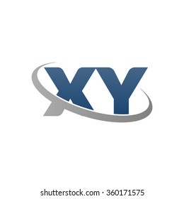 initial letter XY swoosh ring company logo blue gray