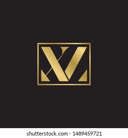 Initial letter xz inside square uppercase modern logo design template elements. Gold letter Isolated on black  background. Suitable for business, consulting group company.