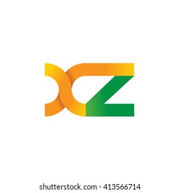 initial letter xz linked round lowercase logo orange green