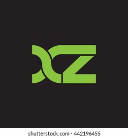 initial letter xz linked round lowercase logo green