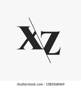Initial Letter XZ Monogram Sliced. Modern logo template isolated on gray background