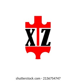 Ursprünglicher Brief XZ roter Kronenschild einfaches Logo. Minimal und einzigartig.