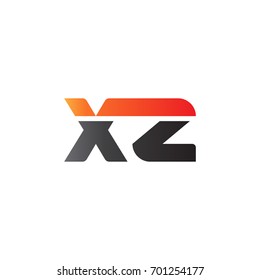 Initial letter XZ, straight linked line bold logo, gradient fire red black colors