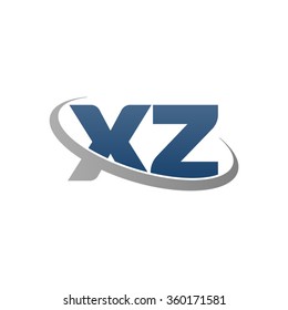 initial letter XZ swoosh ring company logo blue gray