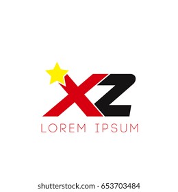 Initial letter xz yellow star logo red black