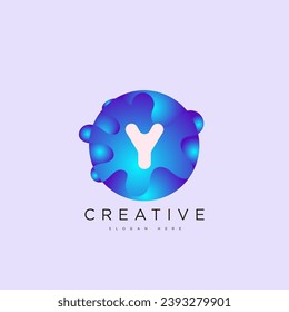 Initial letter Y 3D logo template colorful circle sphere design for business and company identity