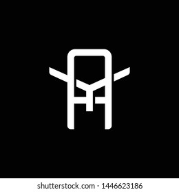 Initial letter Y and A, YA, AY, overlapping interlock monogram logo, white color on black background