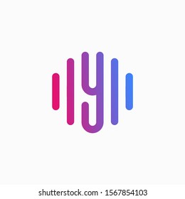 initial letter Y abstract for information technology and digital. minimalist sound music equalizer, Bass, DJ icon. audio logotype Unique and simple element. - vector