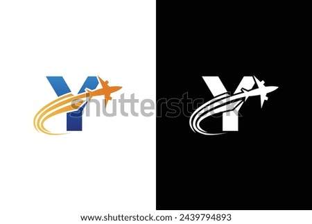 Initial letter Y Air Travel Logo icon Design with plane graphic element, symbol, sign for travel agency logo design. letter Y Air travel logo design template-vector.