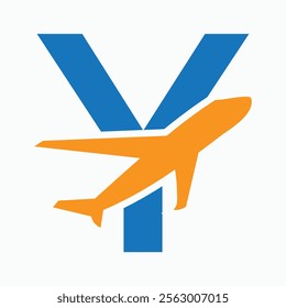 Initial Letter Y Airplane Logo Concept For Travel Symbol And Transportation Sign