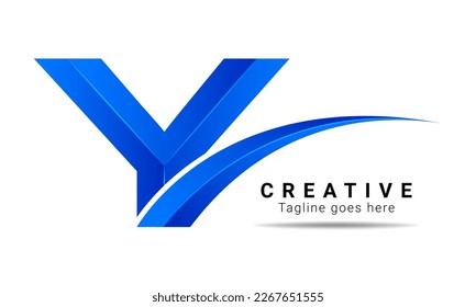 Initial letter Y alphabet logo blue color design. vector logotype for business and company identity