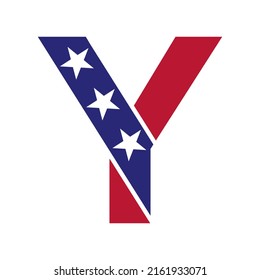 Initial Letter Y American Logo for Business, Corporate and Company Identity. USA American Logo on Letter Y Vector Template