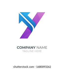 Initial Letter Y And Up Arrow Business Logo Template