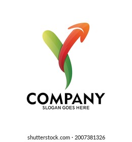 Initial letter Y arrow logo, letter Y alphabet logo-vector