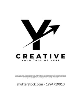 Initial Letter Y Artistic Creative Arrow Up Shape Logotype. Usable for Business and Branding Logos.