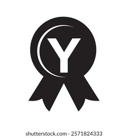 Initial Letter Y Award Ribbon Symbol Vector Template