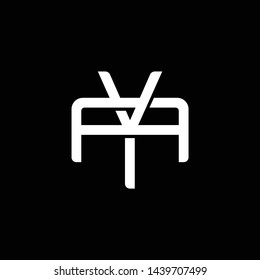 Initial letter A and Y, AY, YA, overlapping interlock monogram logo, white color on black background