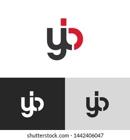 Initial Letter y b linked lowercase logo design template elements. Red letter Isolated on black white grey background. Suitable for business, consulting group company.