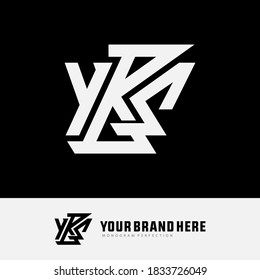 Initial letter Y, B, S, YBS, YSB, BSY, BYS, SYB or SBY overlapping, interlock, monogram logo, white color on black background svg