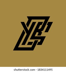 Initial letter Y, B, S, YBS, YSB, BSY, BYS, SYB or SBY overlapping, interlock, monogram logo, black color on gold background svg