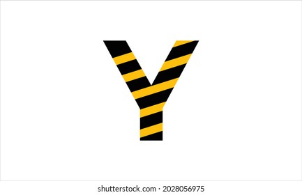 Initial letter Y black and  yellow warning tape flat minimalist icon logo design symbol
