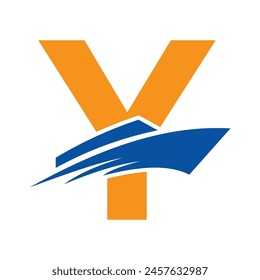 Initial Letter Y Boat Logo For Yacht Sign. Maritime Symbol Vector Template