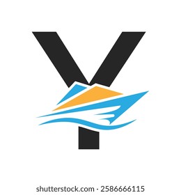 Initial Letter Y Boat Logo Concept For Sailor Symbol Vector Template