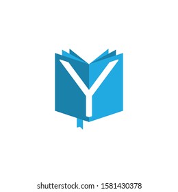 initial letter y book logo vector blue color
