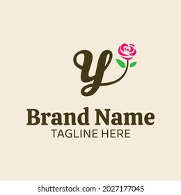 Initial letter Y botanical flower logo design template. Fit for wedding business brand, fashion, jewelry, boutique, florist shop, floral and botanical. Vector illustration
