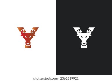 Initial letter Y bull logo design. Bull logo design for your company identity, brand and icon