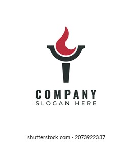 Initial Letter Y Burning Torch Fire Logo Design Vector