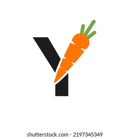 Initial Letter Y Carrot Icon Design Vector Template. Carrot Logo Based Alphabet