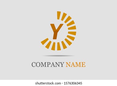 Initial letter Y with circle burst. vector design. 