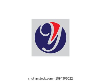 Initial Letter Y circle and square  Design Logo Vector Graphic Branding Letter Element.
