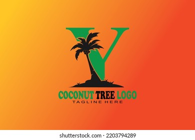 initial Letter Y coconut tree logo