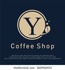 Initialbrief Y mit Coffee Bean Icon für Coffee Shop, Cafeteria, Getränke, Restaurant Business Logo Design Idee