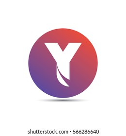 initial letter y creative circle logo typography design for brand and company identity. gradient red and purple color