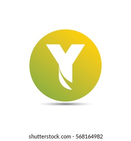 initial letter y creative circle logo typography design for brand and company identity. gradient green and yellow color