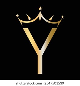 Initial Letter Y Crown Logo For Beauty and Fashion Logo Symbol Vector Sign
