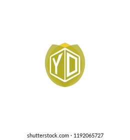 Initial Letter Y, D, YD Hexagonal Shape Logo Design with Leaf, Nature, Ecology, Environment Illustration Icon