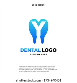 Initial Letter Y Dental Logo Design Template