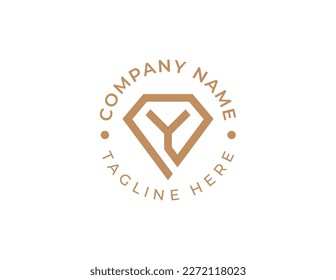 initial Letter Y Diamond Jewellery Logo Concept symbol icon sign Element Design. Jewelry Logotype. Vector illustration template