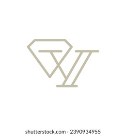 initial Letter Y Diamond Logo Concept icon sign symbol Element Design Line Art Style. Jewellery, Jewelry, Gem Logotype. Vector illustration template