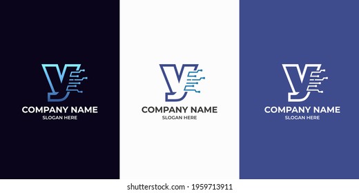 Initial Letter Y digital technology logo design template. Illustration vector graphic of letter with dot connection logo design concept. Perfect for Business corporate, more technology brand identity
