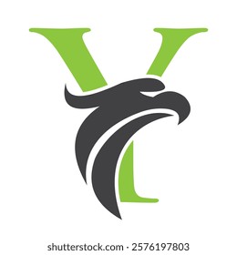 Initial Letter Y Eagle Logo. Eagle Head Logo Concept For Business Company Vector Template